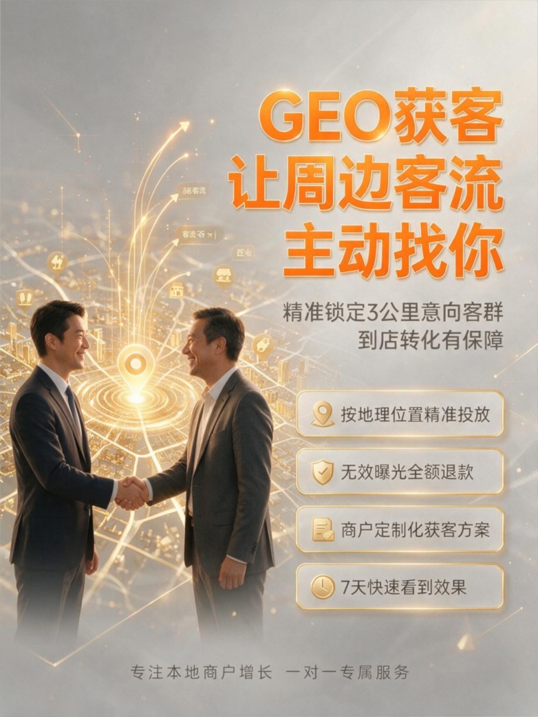 jimeng-2026-08-08-3726-高端商务营销海报，面向本地商户的GEO精准获客服务宣传，主体为商务正装的客户经理.jpeg